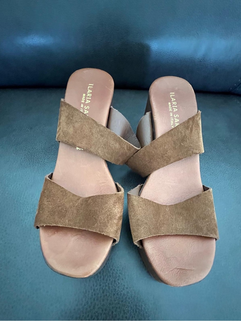 Brown Suede Crossband Slide Mules Ilaria sartoria
